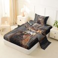 thumbnail image 2 of Castle Fairy Animal Deer Twin Sheets 3pcs for Teens,Vintage Cabin Bedding,Brown Gray,1 Fitted Sheet, 1 Flat Sheet and 1 Pillowcase, 2 of 6