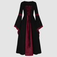 thumbnail image 2 of Huanglei Robe Femme Style Rétro Manches Trompette Longue Robe Vintage Longueur Médiévale Robe Gothique Femme, 2 of 4