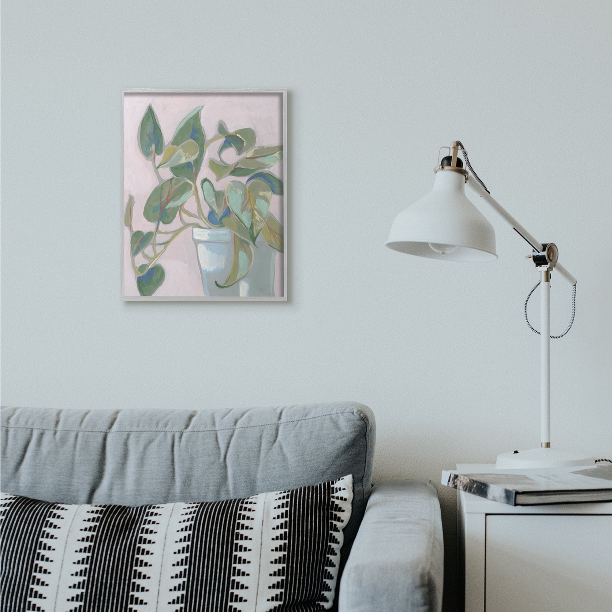 Stupell Industries Potted Plant Green Pink Painting Framed Wall Art by Jennifer Goldberger