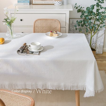 

ASWMXR Rectangular Tablecloth Thicken Cotton Linen Table cloth with Tassel for Wedding Dining Kitchen Desk Decoration Table Cover