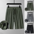 thumbnail image 3 of FUZHIQ Men's Linen Casual Shorts Elastic Waist Solid Board Shorts Classic-Fit Summer Walking Shorts Sports with Pockets,L, 3 of 4