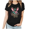 thumbnail image 3 of VBTAPA Easter Bunny T Shirt Womens Cute Rabbit Graphic Tee Shirts Trendy Casual Short Sleeve Crewneck Tops Lightning Sales Black L, 3 of 6