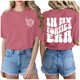 thumbnail image 1 of Camiseta con doble estampado de letras para mujer: manga corta, diseño reversible, suave y cómoda, top informal y versátil para el verano, 1 of 4