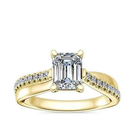 2.20 Carat Asscher Cut (D/VVS1) Moissanite Latest Design Promise Ring for Women Solid 18K Yellow Gold Ring Size 7 Diamond Ring by Diamond-Capitals