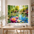 thumbnail image 5 of Water Lily Pond With Willow Trees and Flowers, Peaceful Cottagecore Style for Garden Lovers, Floral Wall Art, Mother's Day Gift, Tapestry Wall Hanging for Bedroom and Living Room, 5 of 7