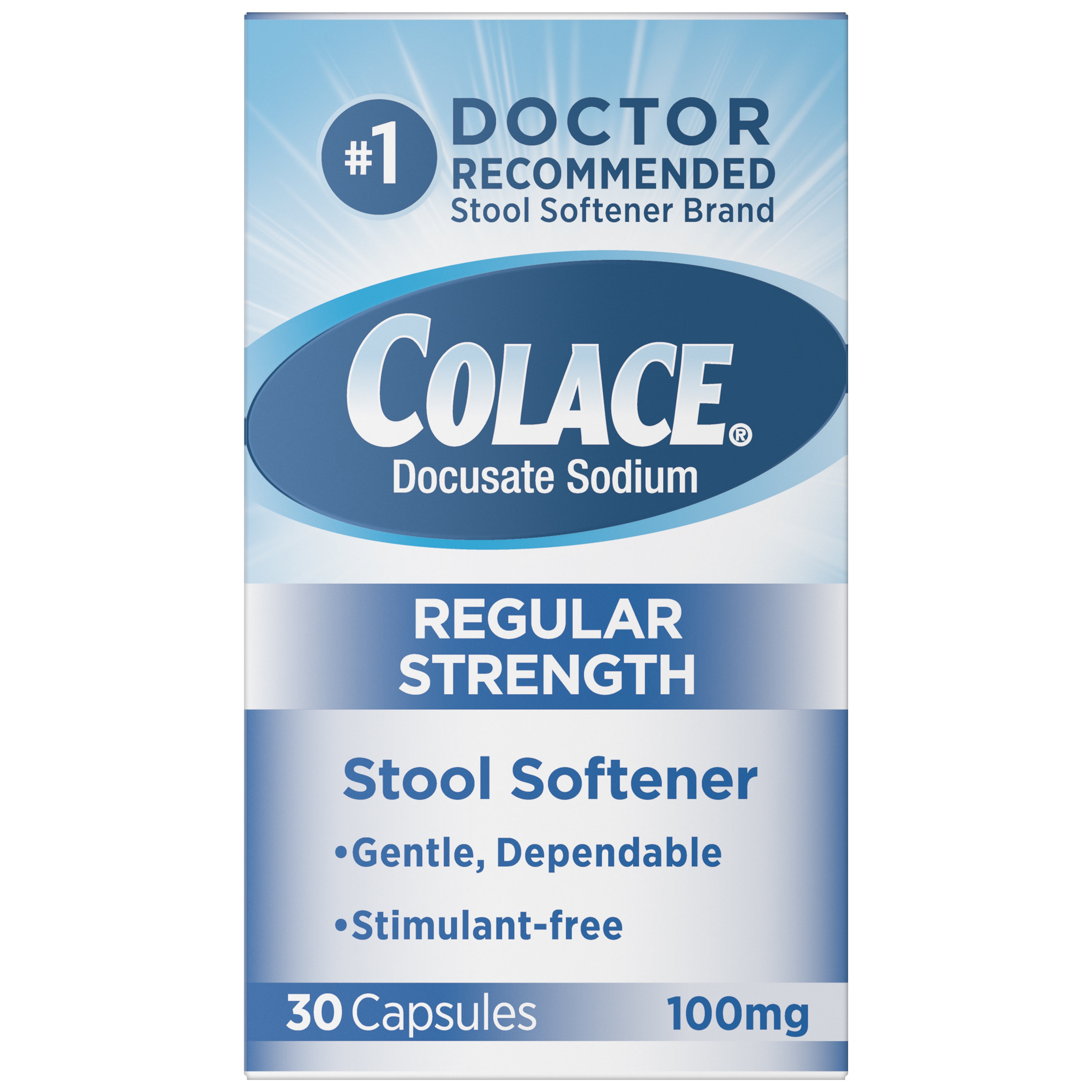 Colace Regular Strength Stool Softener 100mg Capsules 30 Ct Walmart Com Walmart Com