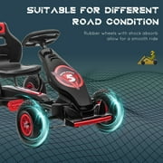 Aosom Ergonomic Pedal Go Kart Kids Ride-on Toy, Pedal Car with Tough, Wear-Resistant Tread, Go Cart Kids Car for Boys & Girls, Ages 5-12, Red