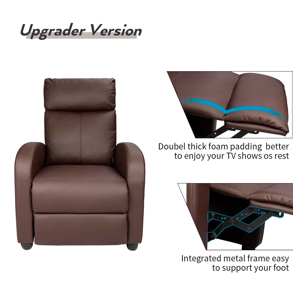 Lacoo Massage Recliner PU Leather Faux Leather Home Theater Recliner with Padded Seat and Massage Backrest, Brown