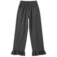 thumbnail image 4 of AJGRHE Wide Leg Jeans for Women Stretch High Wasited Baggy Trendy Denim Jean Ruffle Hem Pants Dark Gray XL, 4 of 4