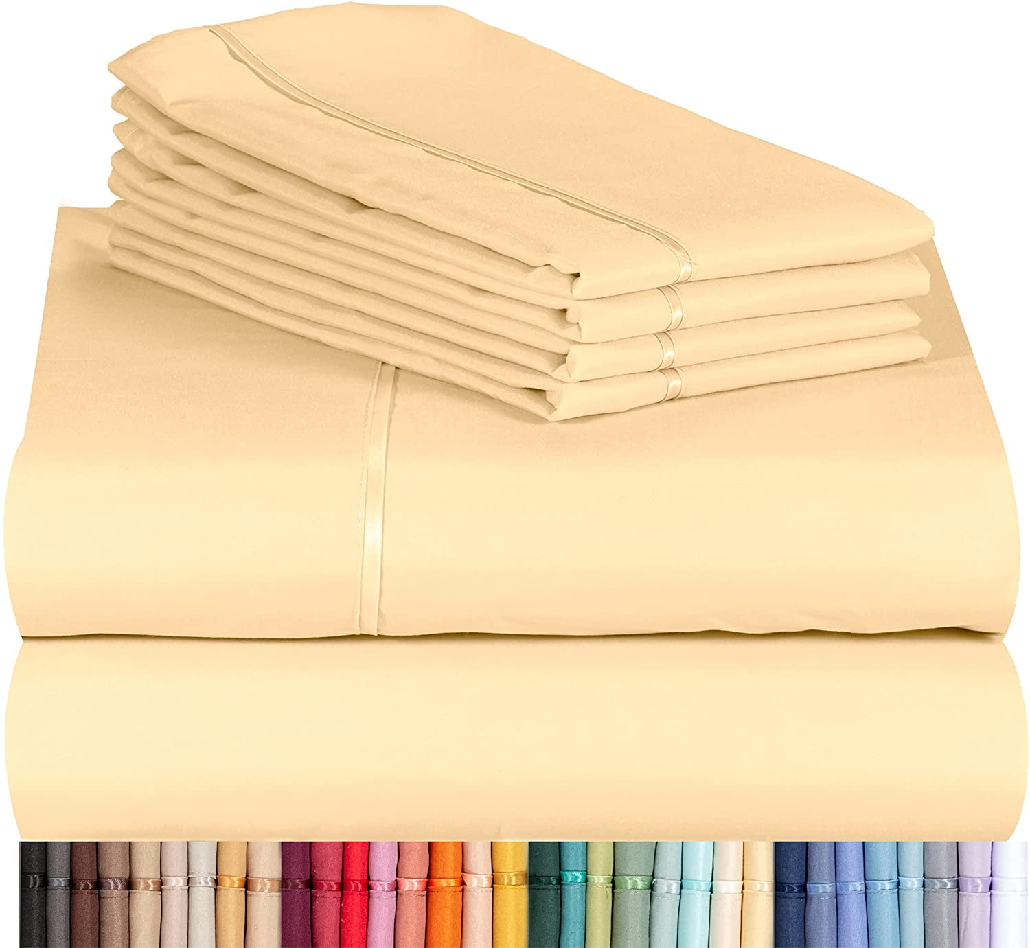 Cooling 6 pc Microfiber Sheet Set, Yellow California King Soft