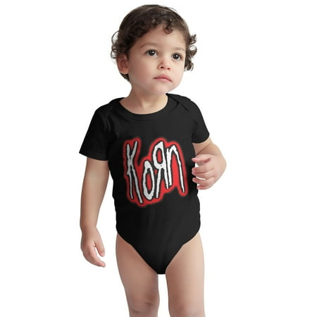 

Korn Baby Onesie Band Logo Toddler Baby Boys Girls Short-Sleeve Bodysuits Cotton Romper Black 3 Months