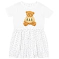 thumbnail image 3 of Inktastic Vintage Teddy Bear in Sweater with Christmas Trees Girls Toddler Dress, 3 of 5