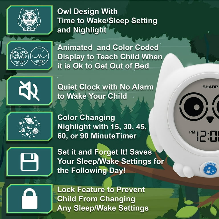 Sharp Owl Sleep Training Electronic Kid's Clock - Ready to
