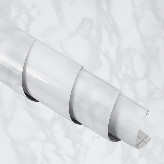 Light Grey Marble Contact Paper for Countertops Cabinets Waterproof Marble Wallpaper Peel and Stick Countertops Self Adhesive Backsplash Wallpaper for Kitchen Bathroom Furniture 40x500cm DIY