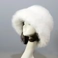 thumbnail image 5 of BWASD Womens Winter Faux Fur Bucket Hats Fuzzy Warm Trimmed Faux Mink Mongolian Cap Plush Wide Brimmed Fisherman Hat Fashion Korean Style Winter White, 5 of 6