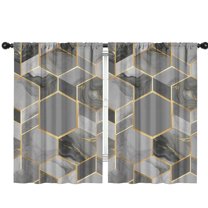 Blackout Kids Curtains,Gray Gold Hexagon Marble Pattern Childrens Insulated Curtains Set Of 2,Bedroom Essentials,Toddler Room Decor 42"x63"