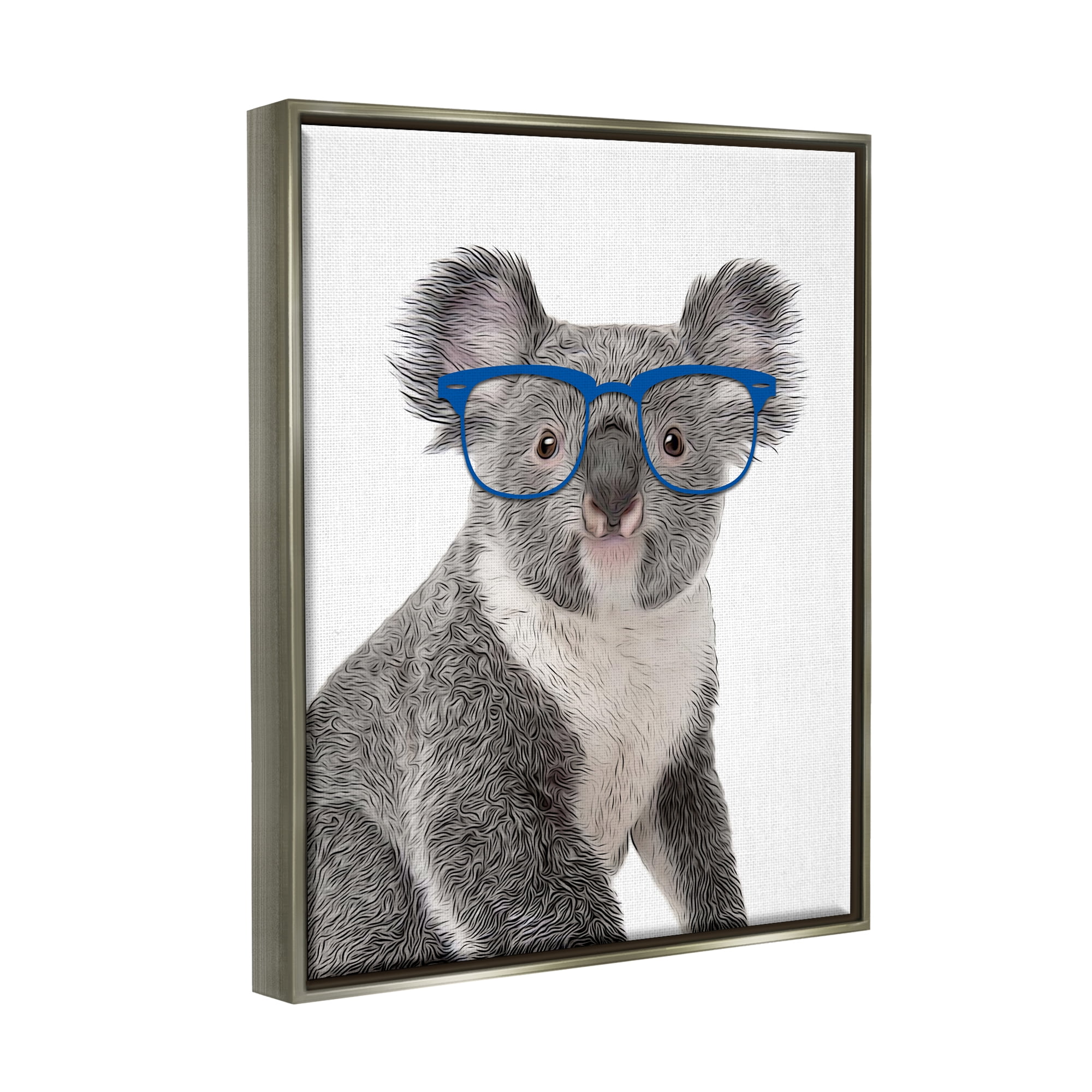 Stupell Industries Wild Koala Wearing Glasses Animal Animals & Insects Painting Gray Floater Framed Art Print Wall Art