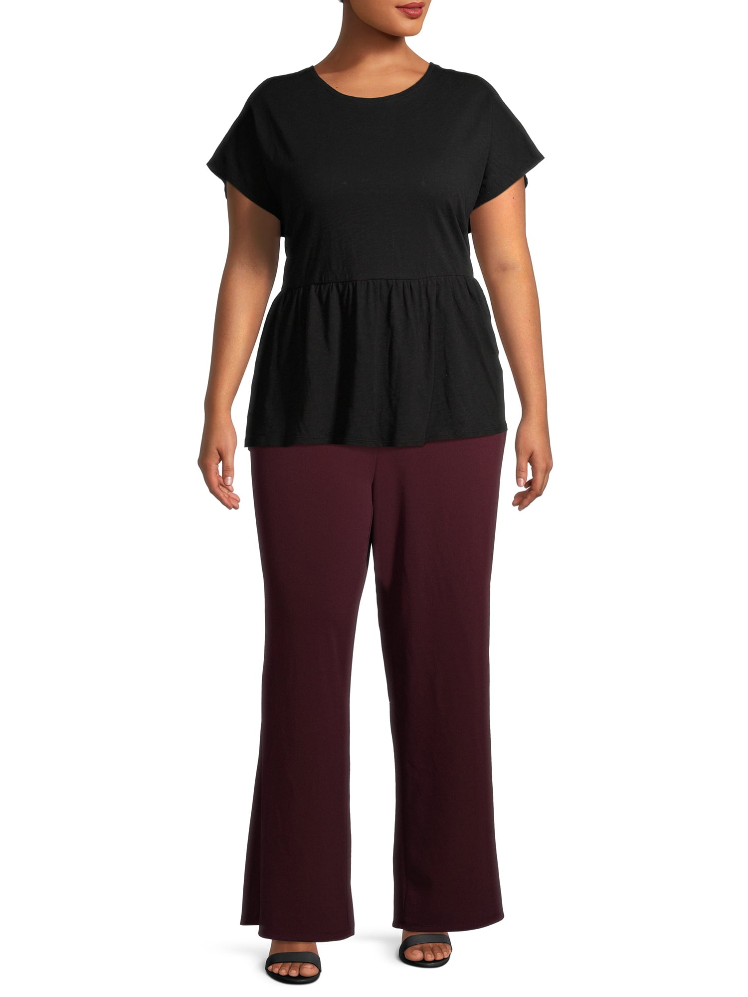 Heart N' Crush Plus Size Solid Wide Leg Pants with Foldover Waist