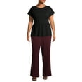 thumbnail image 2 of Heart N' Crush Plus Size Solid Wide Leg Pants with Foldover Waist, 2 of 6