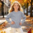 thumbnail image 6 of Abcomgle Girls Crewneck Sweatshirt Basic Long Sleeve Girls Pullover Top Preppy Solid Color Kids Sweaters Girls Fleece Fall Clothes for Tween Girls, 6 of 6