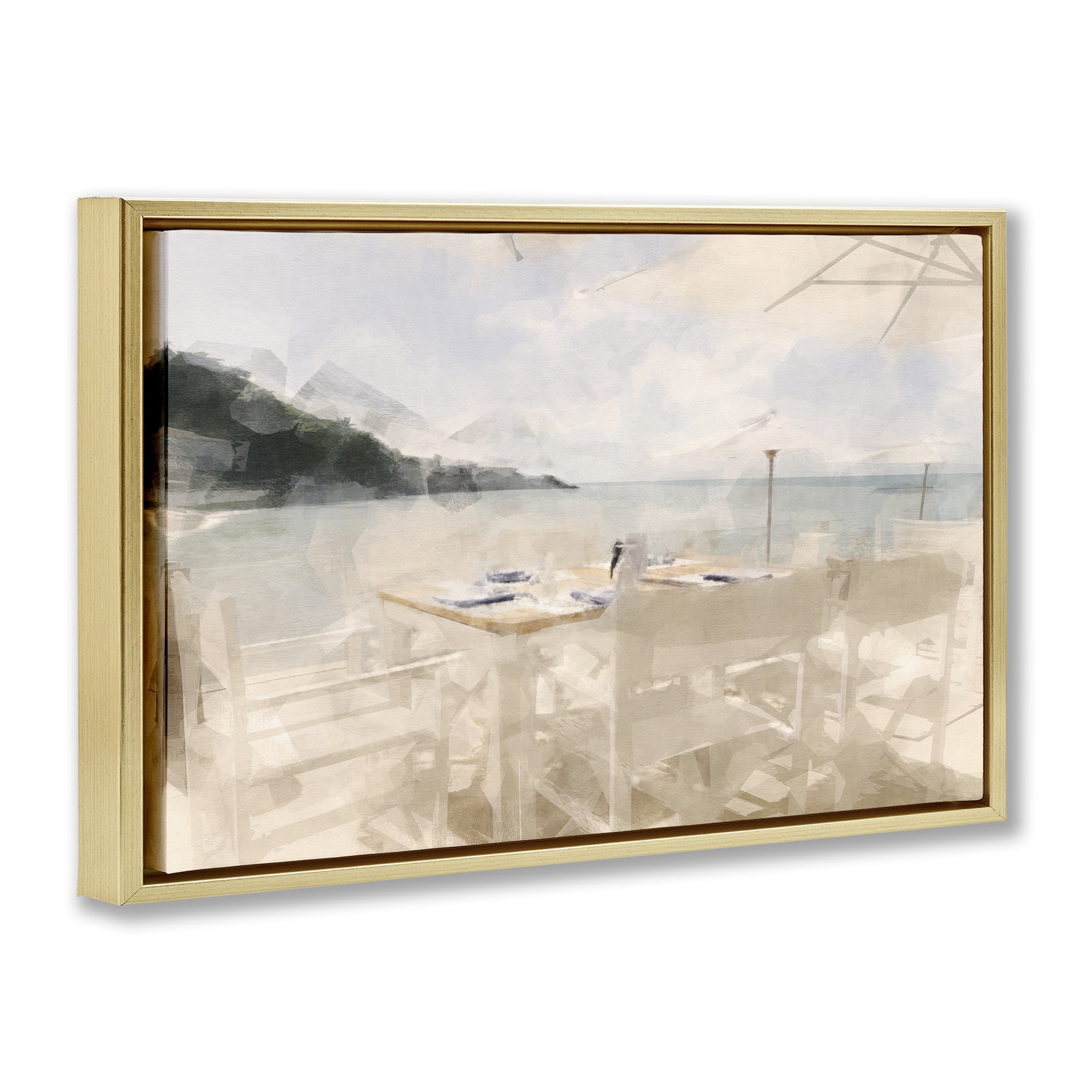 Stupell Industries Table By The Sea Gold Framed Floater Canvas Wall Art, design by Noah Bay