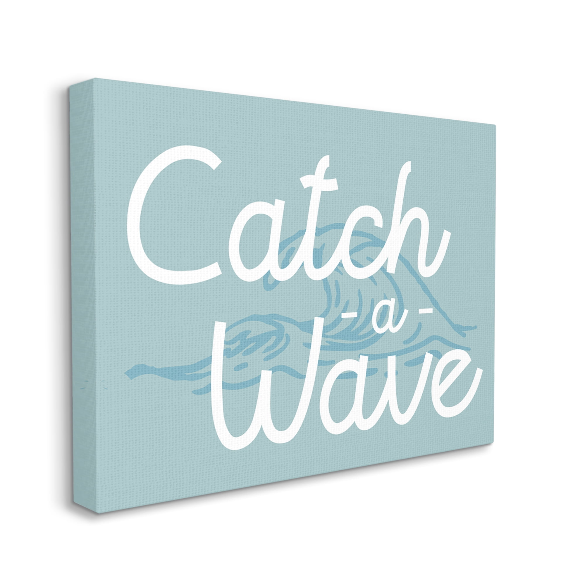 Stupell Industries Catch a Wave Phrase Landscape Painting Gallery Wrapped Canvas Art Print Wall Art, 40 x 30