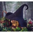 thumbnail image 1 of Halloween Witch hat wizard magic hat wizard Black wool Felt tall pointed hat witchy wicca dark academia, 1 of 4