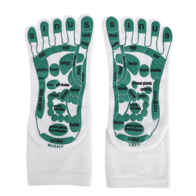 Five Fingers Acupoint Calcetines transpirables reutilizables para spa doméstico (blanco)
