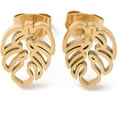 thumbnail image 1 of 2 Pairs 304 Stainless Steel Hollow Oak Leaf Stud Earrings Golden Earrings Valentine Jewelry for Women, 1 of 2