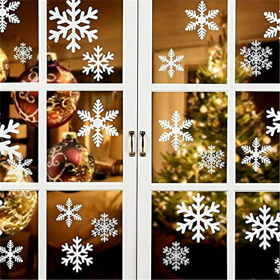Christmas Window Clings Decorations Double Sided Christmas Window Stickers for Glass Window Christmas Decorations Indoor Home Decor Snowflake Window Decal for Home School Office Decorations