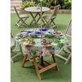 thumbnail image 3 of Outdoor Tablecloth with Umbrella Hole and Zipper, Spring Easter Round Table Cloth 54 Inch Waterproof Tablecloth, Purple Floral Summer Botanical Green Plaid Picnic Table Cover for Patio Camping, 3 of 7