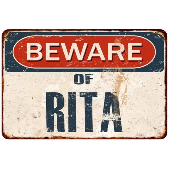 Beware of RITA Metal Sign Rusty Wall Decor 8x12 108120041144