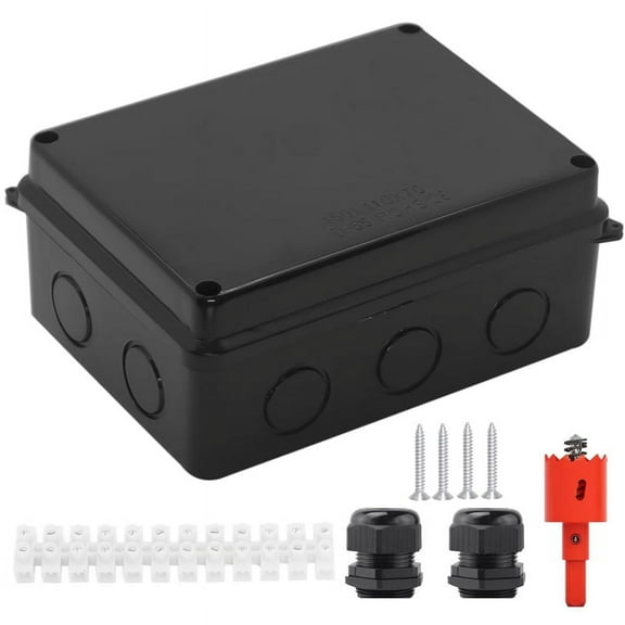 Electrical Box, Outdoor Waterproof Box IP65 Junction with Reserved Holes,Project Power Cord Enclosure Black