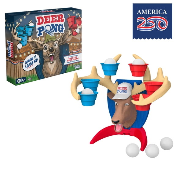 Deer Pong America Family Game, Electronic Talking Deer Head Game with Music, Fun Summer Activities for Kids & Families, Ages 8 