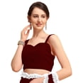 thumbnail image 3 of Women's Georgette Partywear Saree Ruffle Frill Sari with Readymade Blouse , Color: Maroon | Size: 46, 3 of 6
