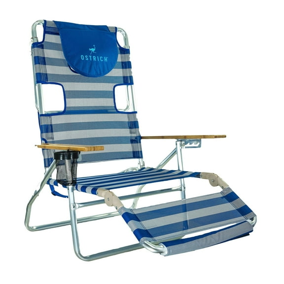 Ostrich 3 N 1 Lightweight Aluminum 5 Position Reclining Beach Chair, Striped