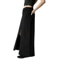 thumbnail image 6 of Women's Long Denim Skirts, Casual Mid Waist Split Front Midi Jean Skirts with Pockets, 6 of 9