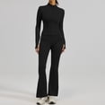 thumbnail image 6 of VISALY Women's 2 Piece Tracksuit Sets Long Sleeve Zipper Jacket with Athletic High Waist Flare Long Leggings Slim Fit Casual Sport Workout Outfit Athleisure Tracksuit Jogger Loungewear Set Black M, 6 of 9