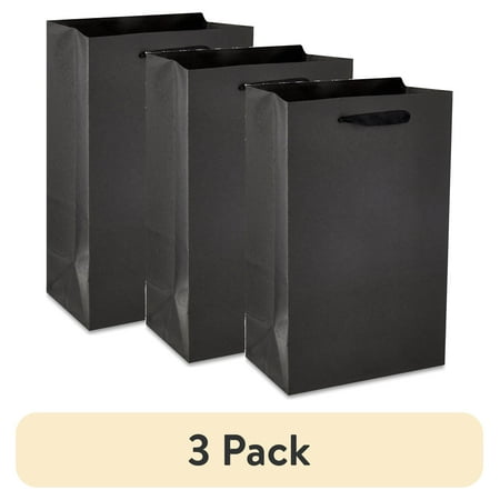 (3 pack) Hello Hobby Paper Gift Bags, Small, Black, 5.25" x 8.38", 10 Count