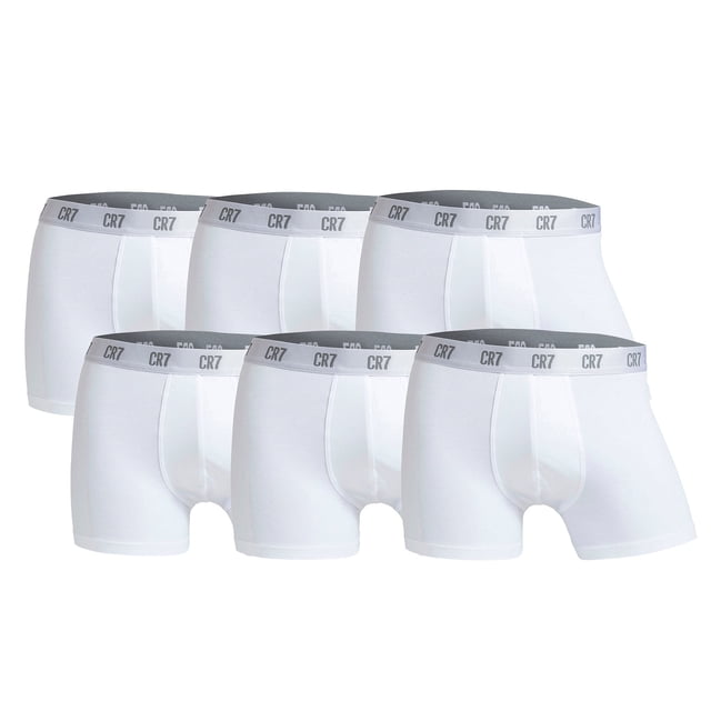CR7 Hombre Calzoncillos, Paquete de 6 - Trunks, Algodón Orgánico elástico Blanco M (Medium)
