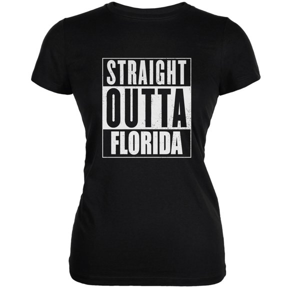 Straight Outta Florida Black Juniors Soft T-Shirt - Large