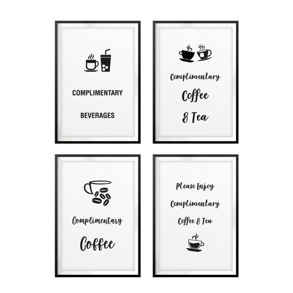 Complimentary Tea & Coffee 11 x 14" Wall Art UNFRAMED Print (4 Pack)