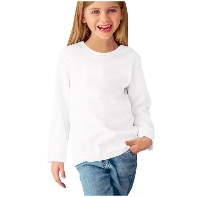 Chandails à Manches Longues pour Garçons T-Shirts à Col Rond en Coton pour Filles T-Shirts de Base Doux à Manches Longues pour Enfants Haut t-shirt pour Enfants