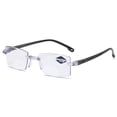 thumbnail image 1 of New Diamond-cut Bifocal Progressive Reading Glasses Anti Blue Light Blocking Multifocal Eyewear Ultralight Rimless Eyeglasses black +400, 1 of 6