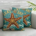thumbnail image 3 of COMIO   Throw Pillow Cover Seas Day Vintage Beach Starfish Canvas Look Decorative Pillow Case Whimsical Home Decor Rectangle Queen Cushion Pillowcase, 3 of 5