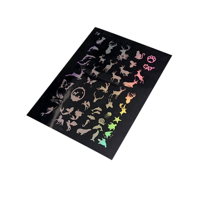 Inteprter Pegatinas transparentes con patrón múltiple, accesorio de bricolaje, artesanías coloridas duraderas, decoración de uñas, embalaje de regalo, Artesanía Cuerno de ciervo Inteprter HA059584-07