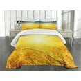 thumbnail image 3 of Ambesonne Country Quilted Bedspread Set 3 Pcs, Harvest Wheat, King Size, Earth Yellow Petrol Blue, 3 of 5