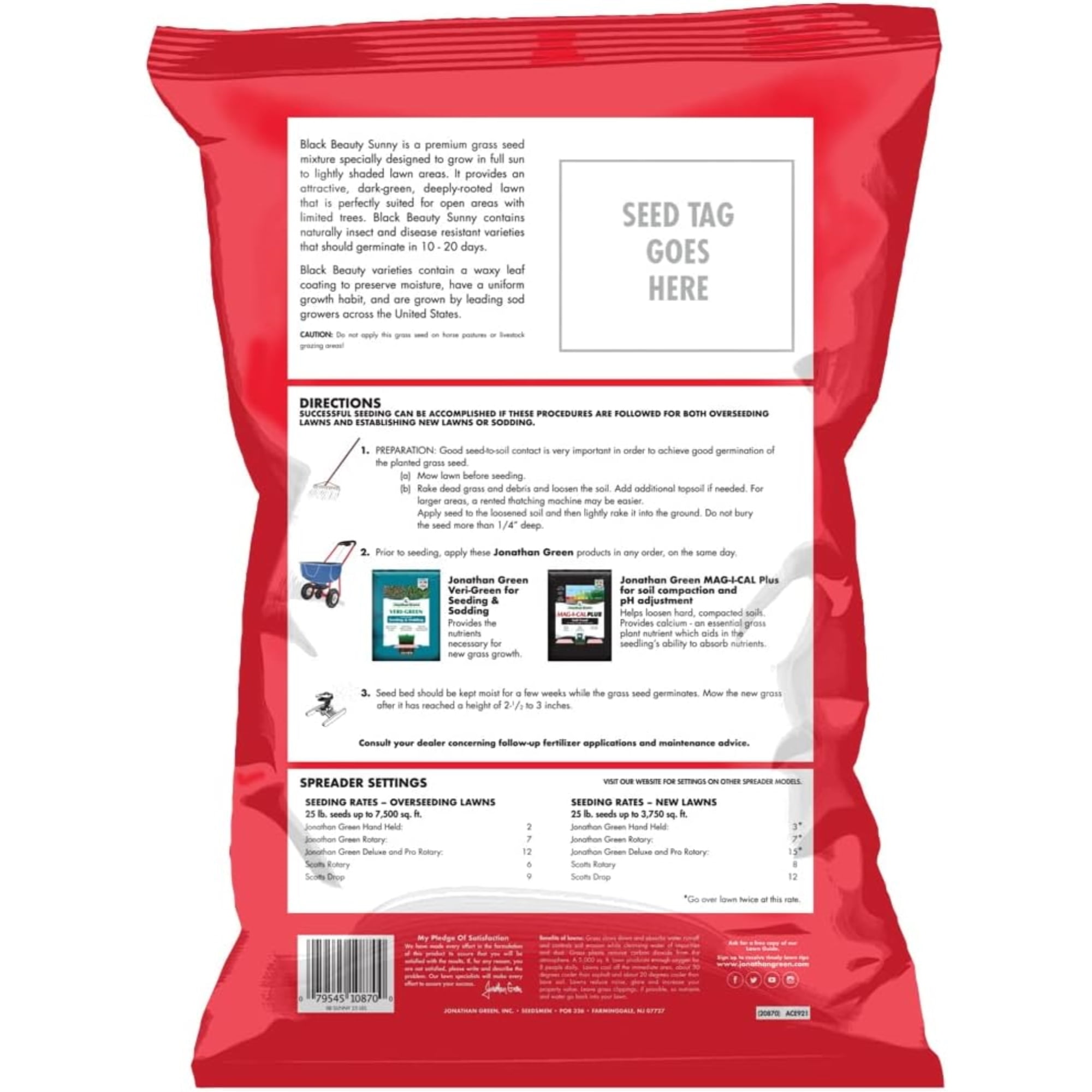 Jonathan Green Black Beauty 25 Lb. 10,625 Sq. Ft. Coverage Full Sun Grass Seed