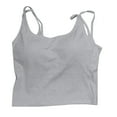 thumbnail image 4 of Women Tank Tops Scoop Neck Cute Ribbed Racerback Tops Low Cut Basic Athletic Clothes Grey M, 4 of 4