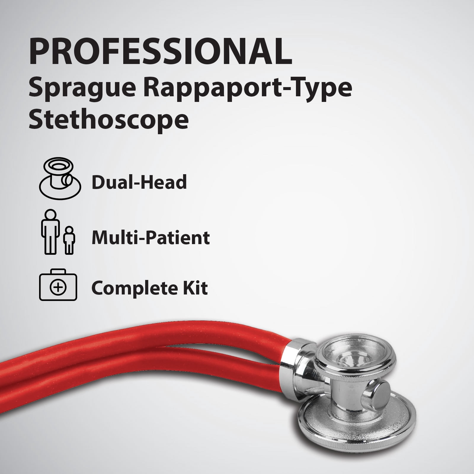 Sterling Series Sprague Rappaport-Type Stethoscope, Red, Boxed